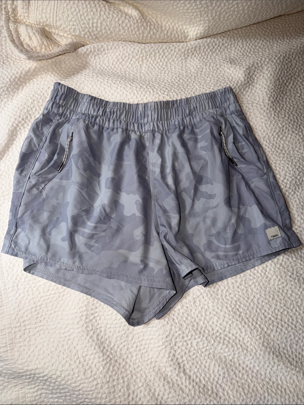 Vuori Light Gray Camo Athletic Shorts
